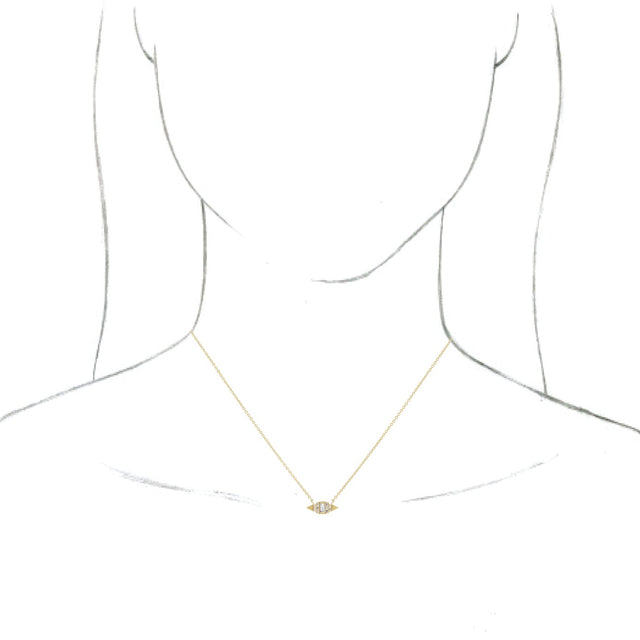 14K Gold Straight Baguette Natural Diamond Geometric Necklace - Yellow Gold - view 3