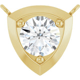 14K Gold Round Natural Diamond Solitaire Necklace – up to 1/10 CTW - Yellow Gold