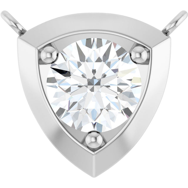 14K Gold Round Natural Diamond Solitaire Necklace – up to 1/10 CTW - White Gold