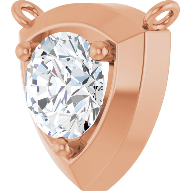 14K Gold Round Natural Diamond Solitaire Necklace – up to 1/10 CTW - Rose Gold - view 2