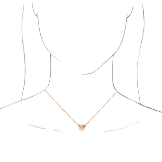 14K Gold Marquise Natural Diamond Cluster Necklace - Rose Gold - view 3