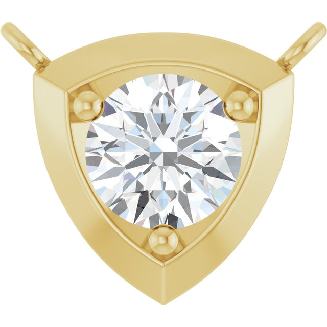 14K Gold Round Lab-Grown Diamond Solitaire Necklace – up to 1/10 CTW - Yellow Gold