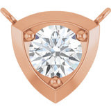 14K Gold Round Lab-Grown Diamond Solitaire Necklace – up to 1/10 CTW - Rose Gold