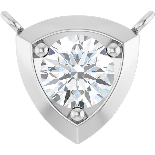 14K Gold Round Natural Diamond Solitaire Necklace – up to 1/10 CTW - White Gold