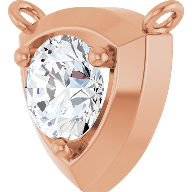 14K Gold Round Natural Diamond Solitaire Necklace – up to 1/10 CTW - Rose Gold - view 2