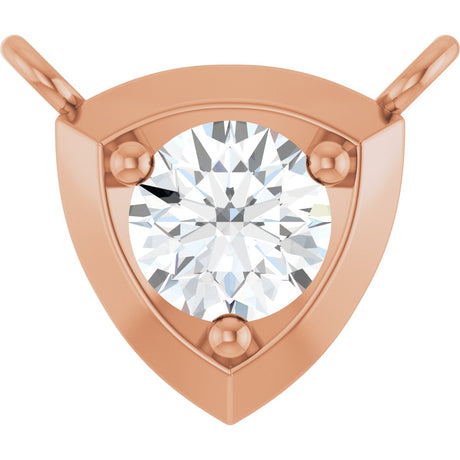 14K Gold Round Lab-Grown Diamond Solitaire Necklace – up to 1/10 CTW - Rose Gold