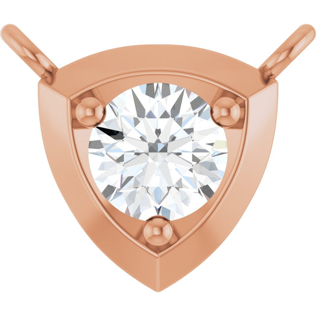 14K Gold Round Lab-Grown Diamond Solitaire Necklace – up to 1/10 CTW - Rose Gold