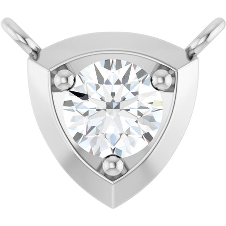 14K Gold Round Natural Diamond Solitaire Necklace – up to 1/10 CTW - White Gold
