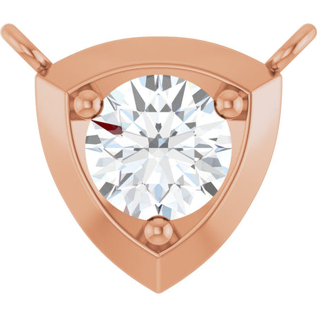 14K Gold Round Lab-Grown Diamond Solitaire Necklace – up to 1/10 CTW - Rose Gold