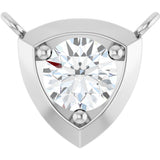 14K Gold Round Lab-Grown Diamond Solitaire Necklace – up to 1/10 CTW - White Gold