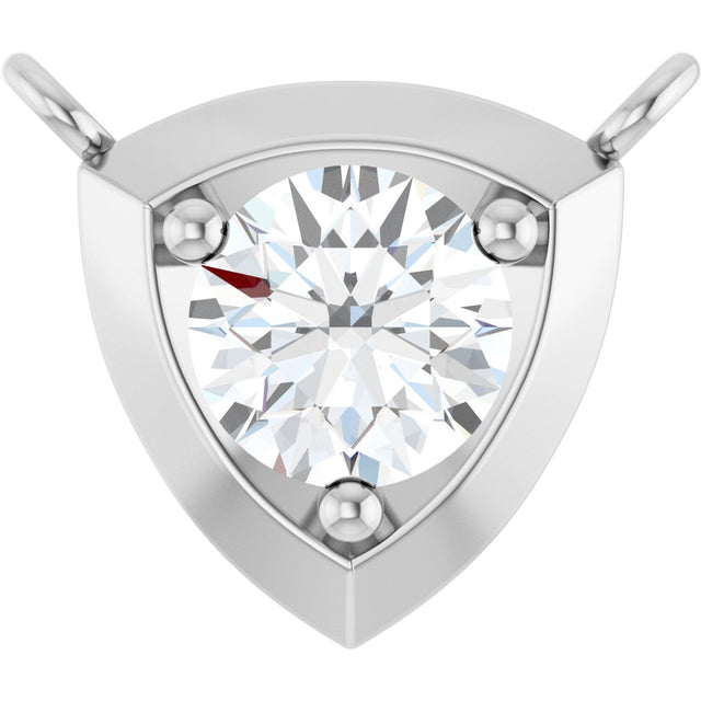 14K Gold Round Lab-Grown Diamond Solitaire Necklace – up to 1/10 CTW - White Gold