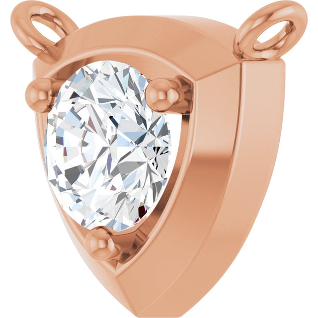 14K Gold Round Lab-Grown Diamond Solitaire Necklace – up to 1/10 CTW - Rose Gold - view 2