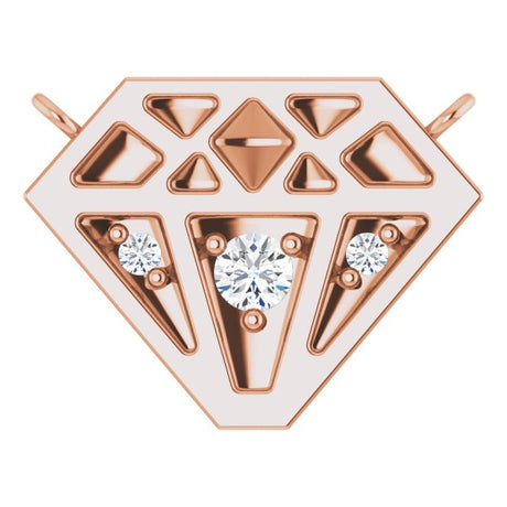 14K Gold Round Natural Diamond Tiny Diamond Necklace - Rose Gold