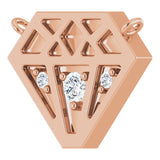 14K Gold Round Natural Diamond Tiny Diamond Necklace - Rose Gold - view 2