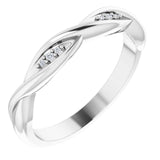 Platinum Round Natural Diamond Stackable Twisted Ring