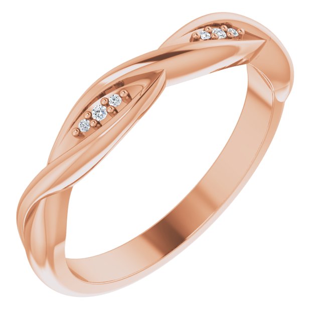 14K Gold Round Natural Diamond Stackable Twisted Ring - Rose Gold