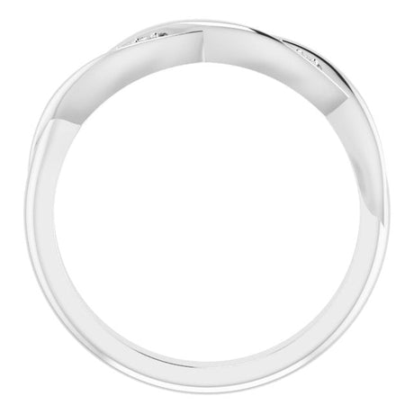 Platinum Round Natural Diamond Stackable Twisted Ring - view 2