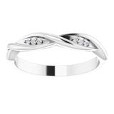 Platinum Round Natural Diamond Stackable Twisted Ring - view 3