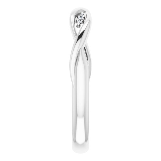 Platinum Round Natural Diamond Stackable Twisted Ring - view 4