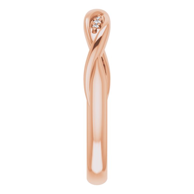 14K Gold Round Natural Diamond Stackable Twisted Ring - Rose Gold - view 4