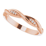 14K Gold Round Natural Diamond Stackable Twisted Ring - Rose Gold - view 5