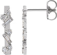 Platinum Natural Diamond Scattered Bar Earrings