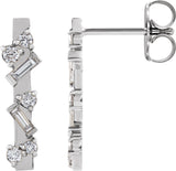 Platinum Natural Diamond Scattered Bar Earrings