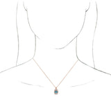 14K Gold Oval Natural Aquamarine Halo-Style Necklace or Pendant - Rose Gold - view 3