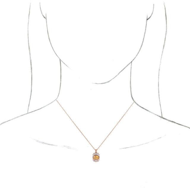 14K Gold Oval Natural Citrine Halo-Style Necklace or Pendant - Rose Gold - view 3
