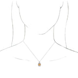 14K Gold Oval Natural Citrine Halo-Style Necklace or Pendant - White Gold - view 3