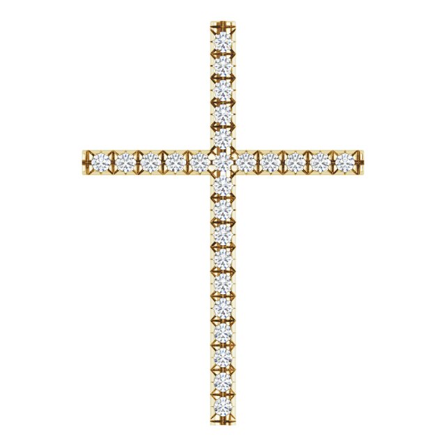 14K Gold Round Natural Diamond Cross Pendant – up to 1/4 CTW - Yellow Gold - view 2