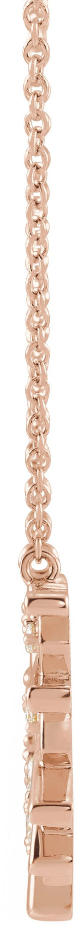 14K Gold Round Natural Diamond Fan Necklace - Rose Gold - view 2