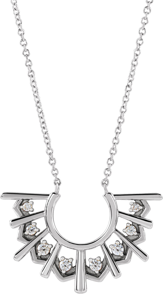 Platinum Round Natural Diamond Fan Necklace