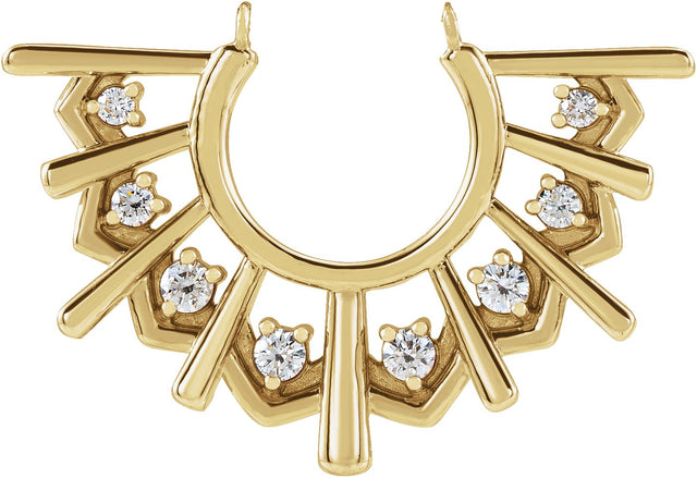 14K Gold Round Natural Diamond Fan Necklace - Yellow Gold
