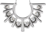 14K Gold Round Natural Diamond Fan Necklace - White Gold