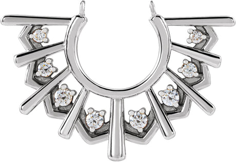 14K Gold Round Natural Diamond Fan Necklace - White Gold