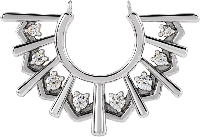 14K Gold Round Natural Diamond Fan Necklace - White Gold