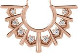 14K Gold Round Natural Diamond Fan Necklace - Rose Gold