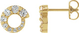 14K Gold Round Natural Diamond Graduated Circle Earrings - Yellow Gold
