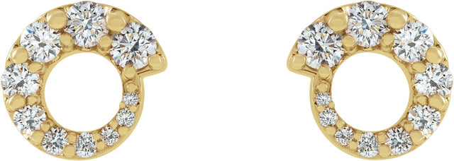 14K Gold Round Natural Diamond Graduated Circle Earrings - Yellow Gold - view 2