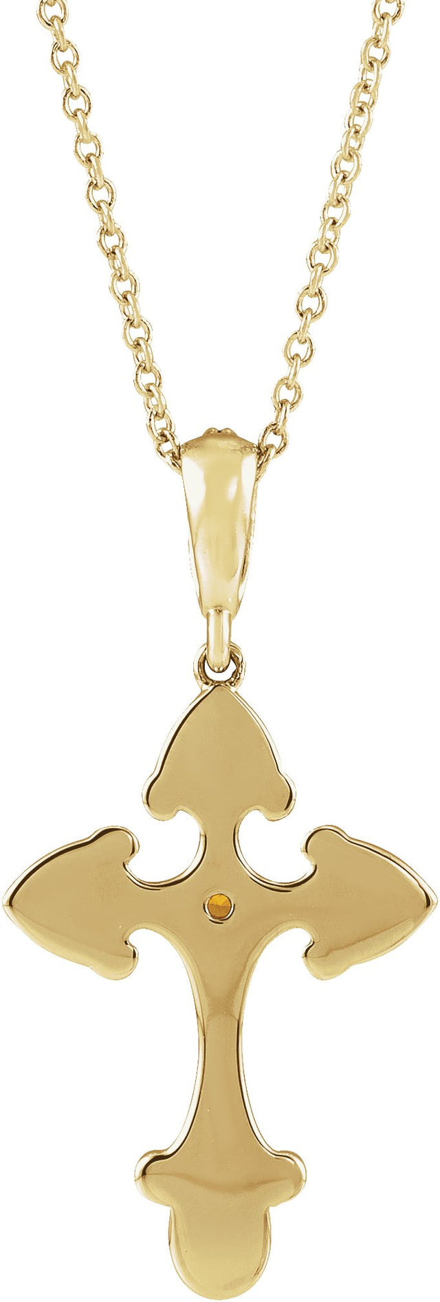 14K Gold Round Natural Citrine Cross Necklace or Pendant - Yellow Gold - view 3