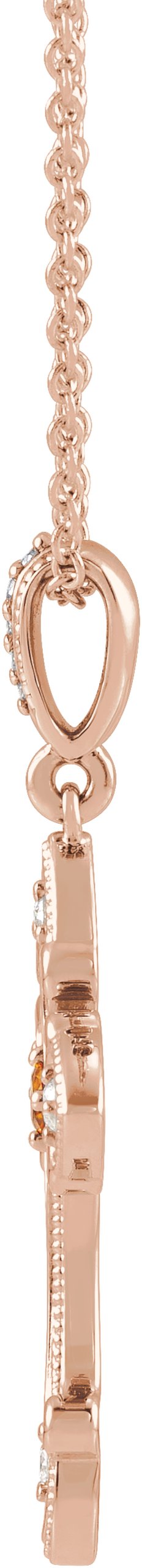 14K Gold Round Natural Citrine Cross Necklace or Pendant - Rose Gold - view 2