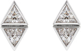 Platinum Triangle Natural Diamond Two-Stone Bezel-Set Earrings - view 2