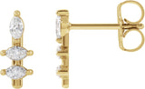 14K Gold Natural Diamond Marquise Bar Earrings - Yellow Gold