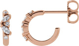 14K Gold Natural Diamond Accented Huggie Earrings - Rose Gold