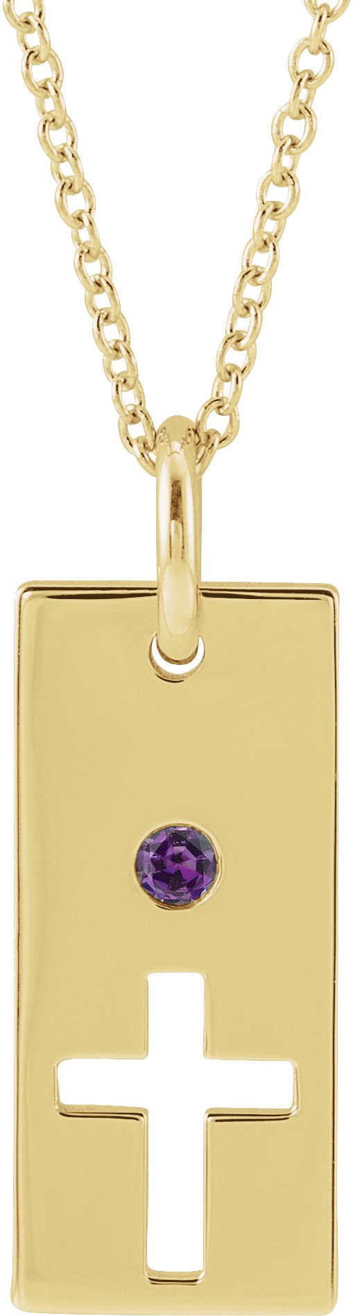 14K Gold Round Natural Alexandrite Accented Cross Bar Necklace or Pendant - Yellow Gold