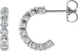 Platinum Round Natural Diamond Accented Hoop Earrings – 2-3mm Stones