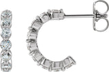14K Gold Round Natural Diamond Accented Hoop Earrings – 2-3mm Stones - White Gold