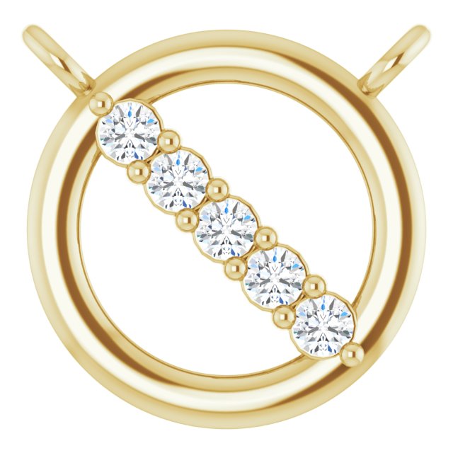 14K Gold Round Natural Diamond Circle Necklace – 0.03 CTW - Yellow Gold