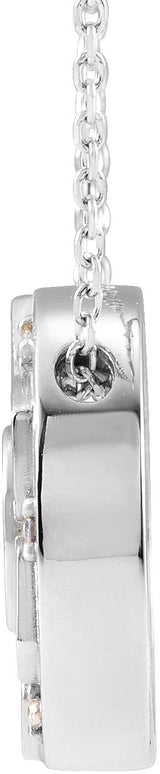 Platinum Round Natural Diamond Accented Mantra Necklace or Pendant - view 2
